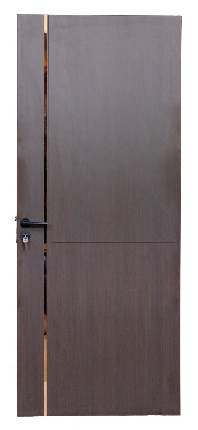 Interior Charcoal Grey Door with Horizontal Brown Strip (2400mm)