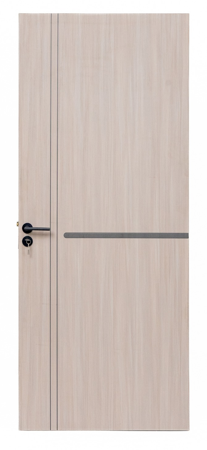 Interior Chocolate Brown Door with Vertical Gold Strip