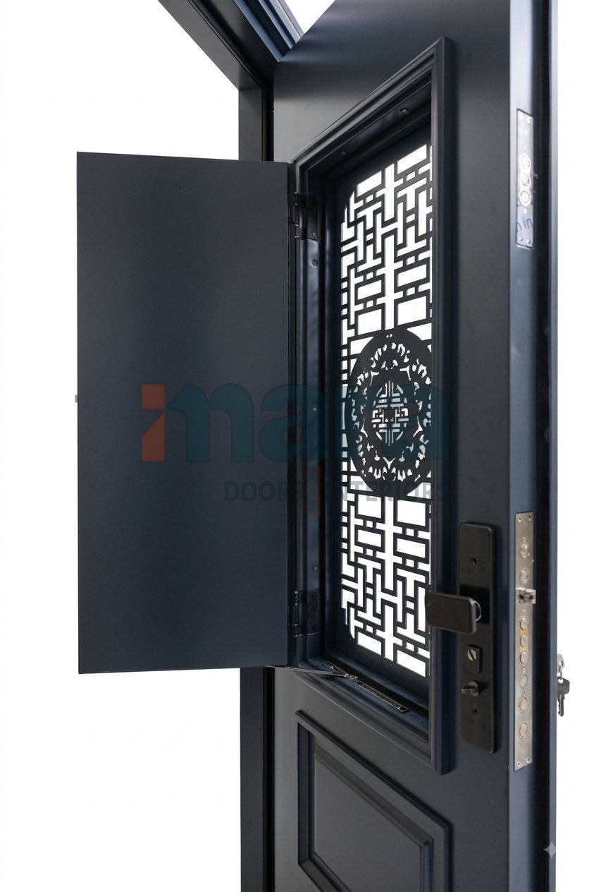 Door in Door Double — Charcoal Lattice Hatch (1 Mini)